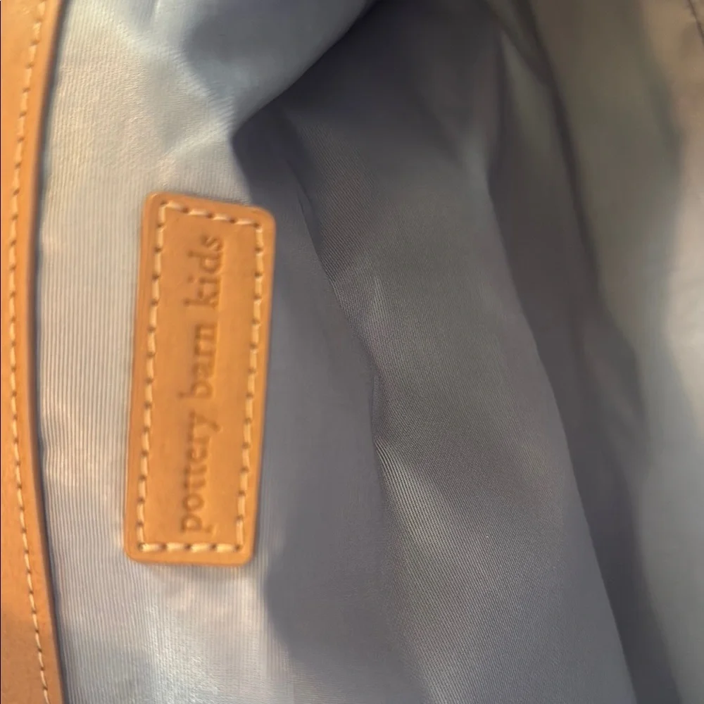 NWOT Pottery Barn Kids Stylish Denim and Leather  Brown Maternity Bag 💼 💙